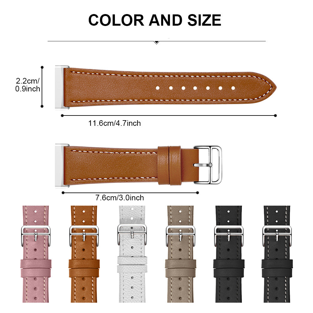 For Fitbit Versa 4 Sense 2 Watch Band with Stitching Genuine Leather Wristband Replacement Watch Strap For Fitbit Versa 4 Sense 2 Watch Band with Stitching Genuine Leather Wristband Replacement Watch Strap